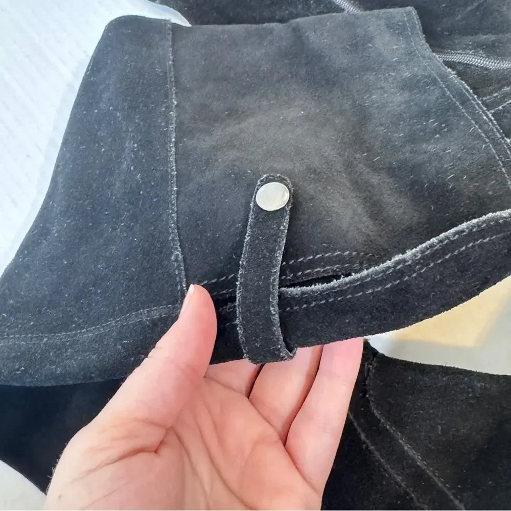 Zara Black Suede Leather Over The Knee Boots Women’s 8 Fall Tall Boho Classic